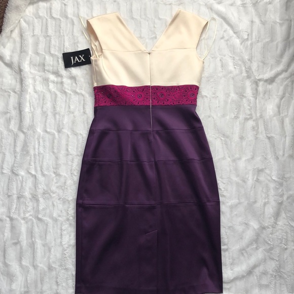 Cream & Purple Cocktail Dress - Picture 2 of 4